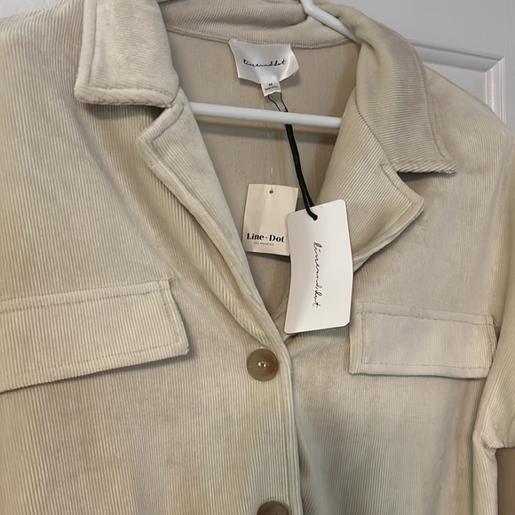 NWT Anthropologie Line and Dot Cozy Cream Ribbed Button Down Lounge Top - Picture 2 of 6